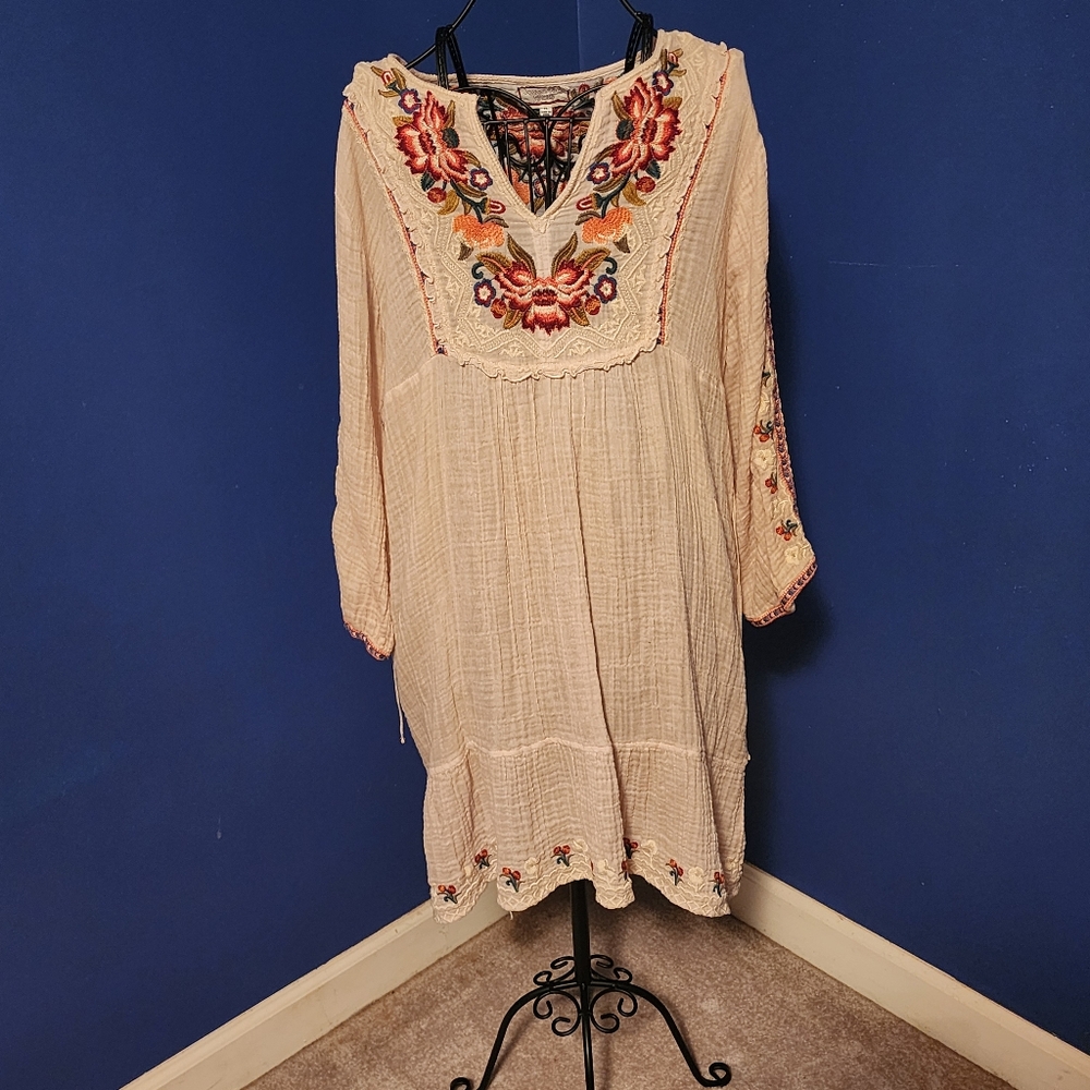 JOHNNY WAS Embroidered Tunic Dress - XL